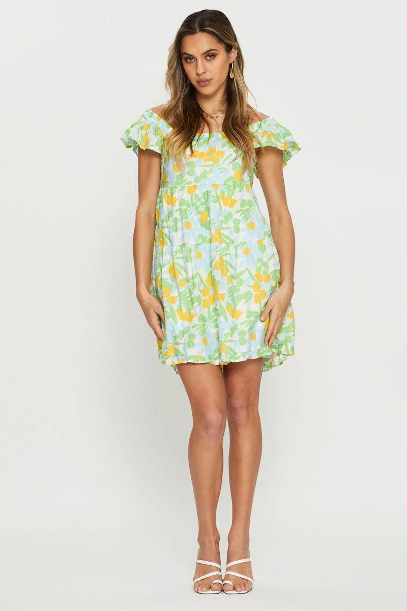 Print A Line Dress Mini Runway Glow Shine Fresh