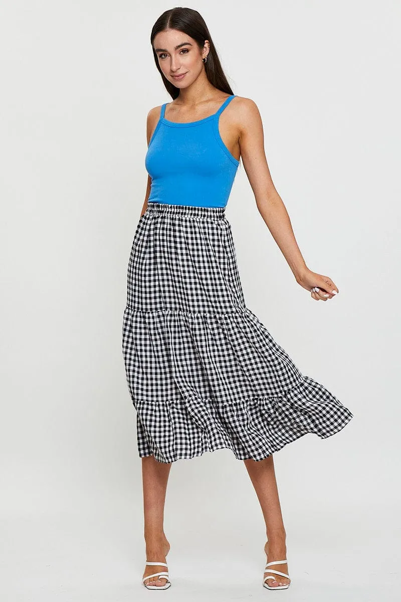 Cultural Event Check Midi Skirt High Rise