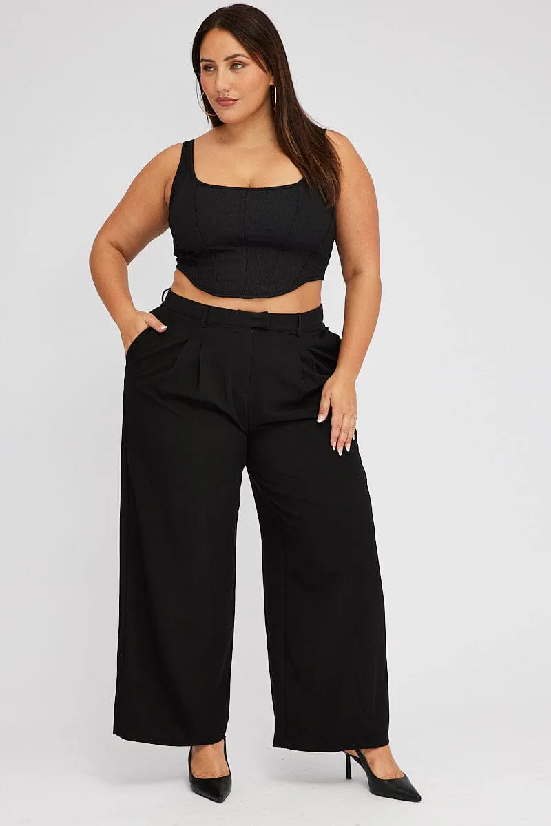 Classic Hoodie Black Corset Top Round Neck