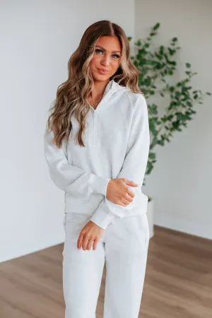 Aubrie Half-Zip Pullover - Grey Melange Minimal Design Neat Edge