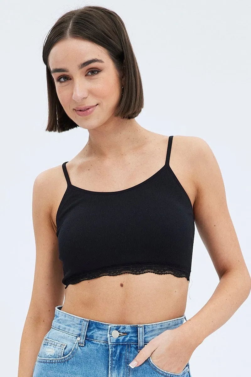 Stylish Hat Black Bralette Seamless