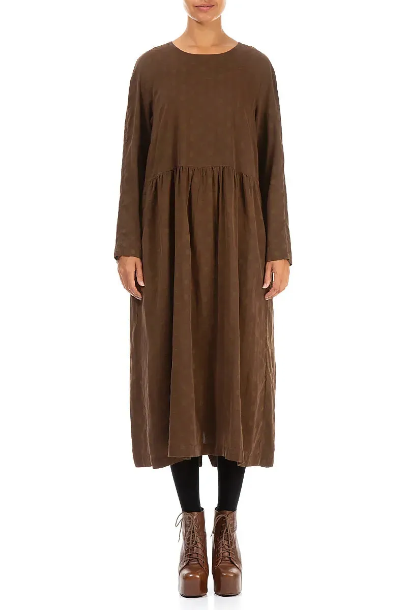 Light Wool Buttoned Back Dotty Aged Copper Silk Dress
