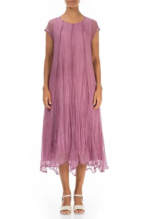 Beach Ready Mauve Taupe Crumpled Silk Chiffon Dress