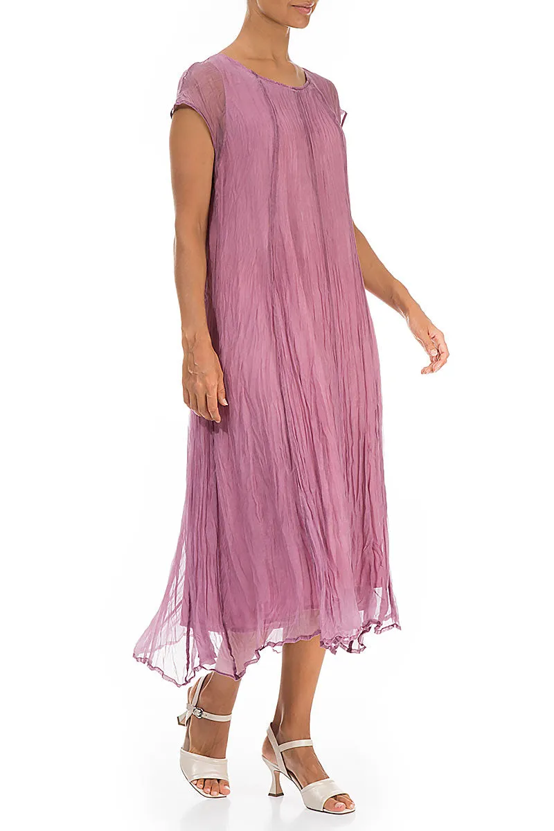 MoistureManagementSystem NonSlipGrip Mauve Taupe Crumpled Silk Chiffon Dress