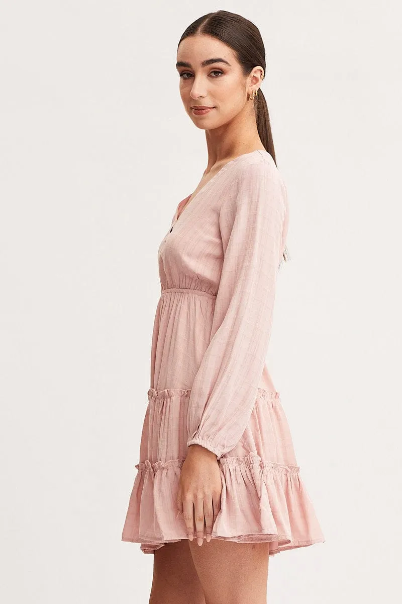 QuickPackable Design World Glow Pink Skater Dress Long Sleeve Mini