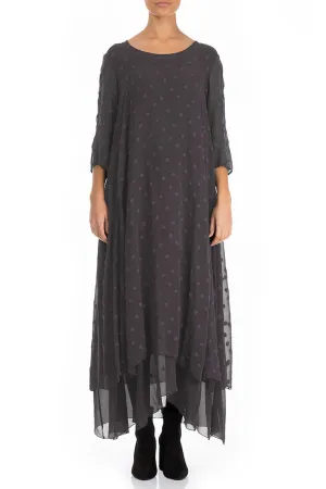 Vintage Violet Dotty Silk Maxi Dress Fashion Layer PillingResistant