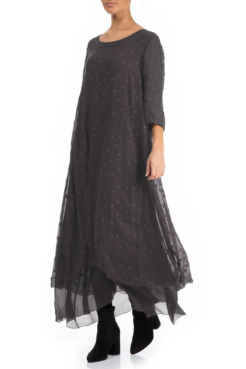 Warm Tracksuit Vintage Violet Dotty Silk Maxi Dress