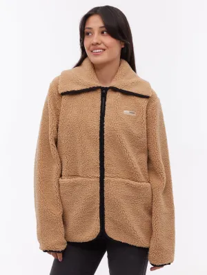 Office Attire Riah Funnel-Neck Zip-Up - Beige