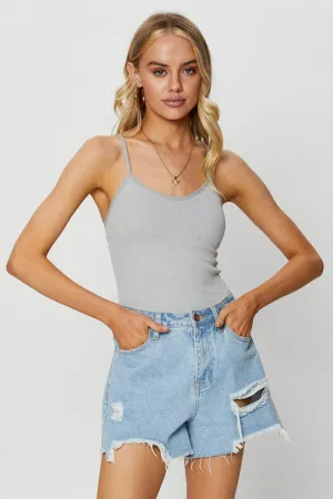 River Flow Grey Singlet Top Round Neck Seamless
