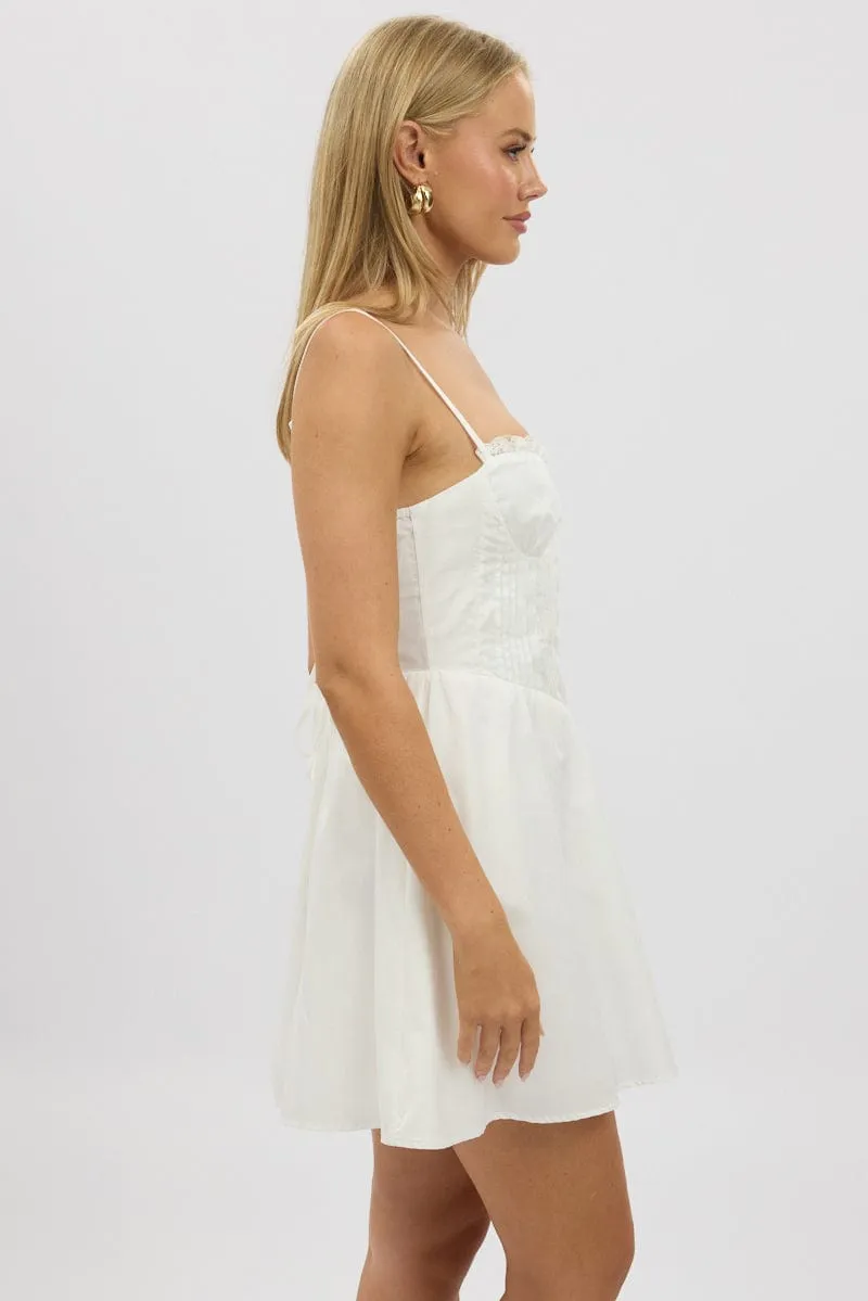 ConvertibleStyle White Fit And Flare Dress Poplin Mini