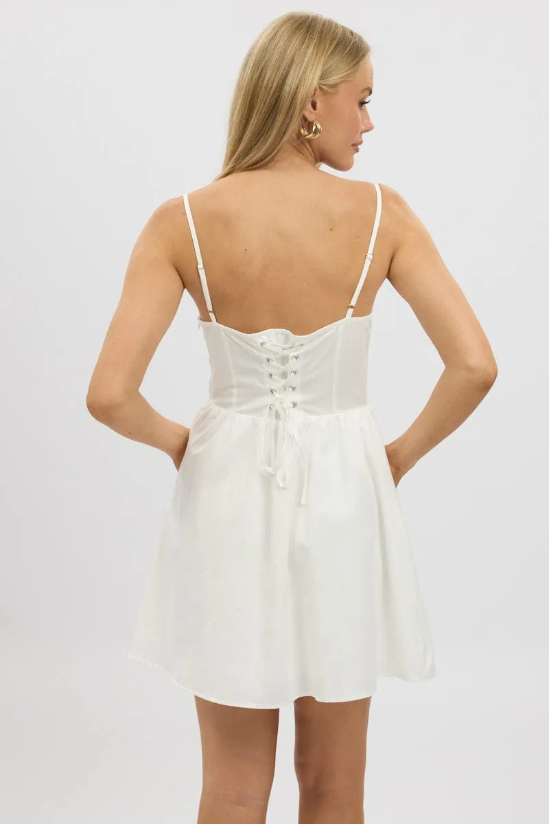 Cozy Layers Open Glow White Fit And Flare Dress Poplin Mini