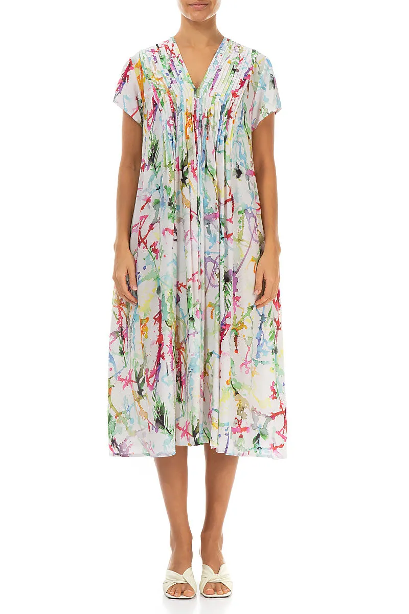 Romantic Colour Splash Silk Bamboo Midi Dress DurableCoverstitch