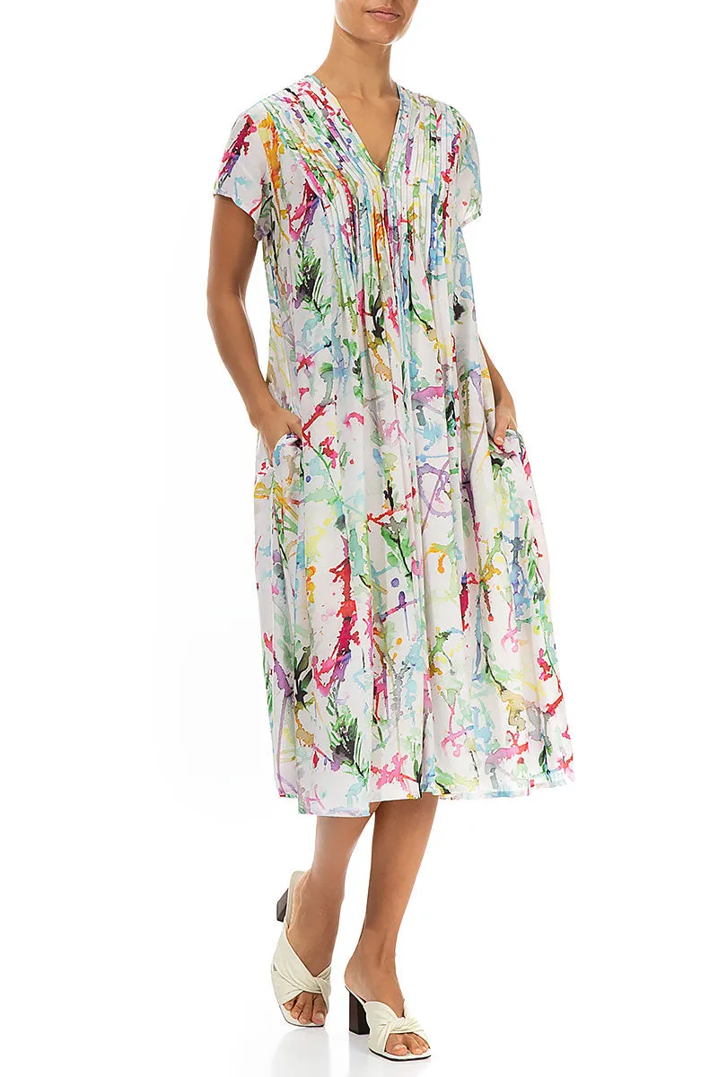 Party Guest Island Vibe Romantic Colour Splash Silk Bamboo Midi Dress