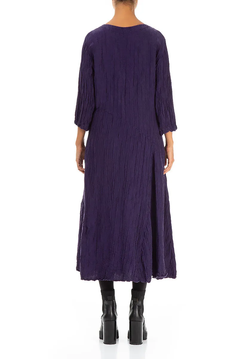 Lightweight Vest Fable Core Flared Royal Purple Crinkled Silk Linen Dress