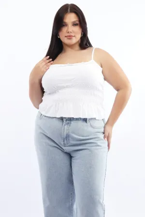 Flight Fit Cozy Pajama Set White Mesh Cami Top Ruched