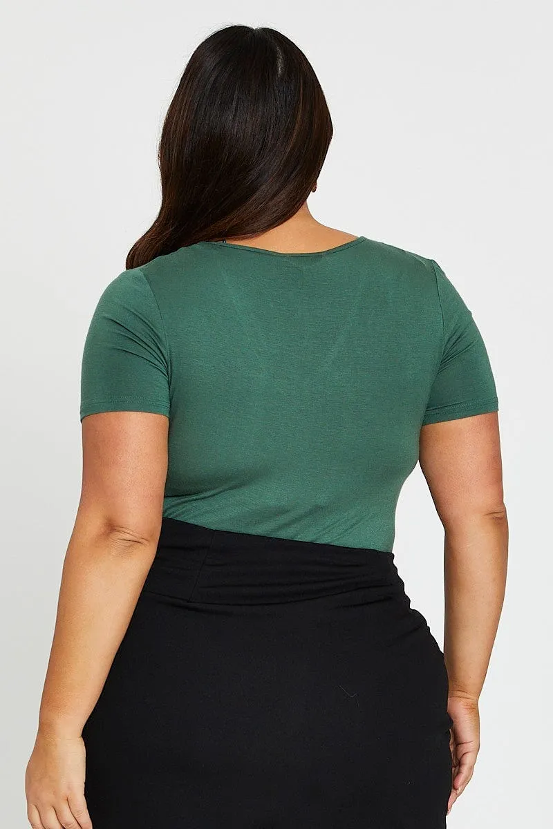 ReflectiveTrims Green Long Sleeve V-neck Bodysuit