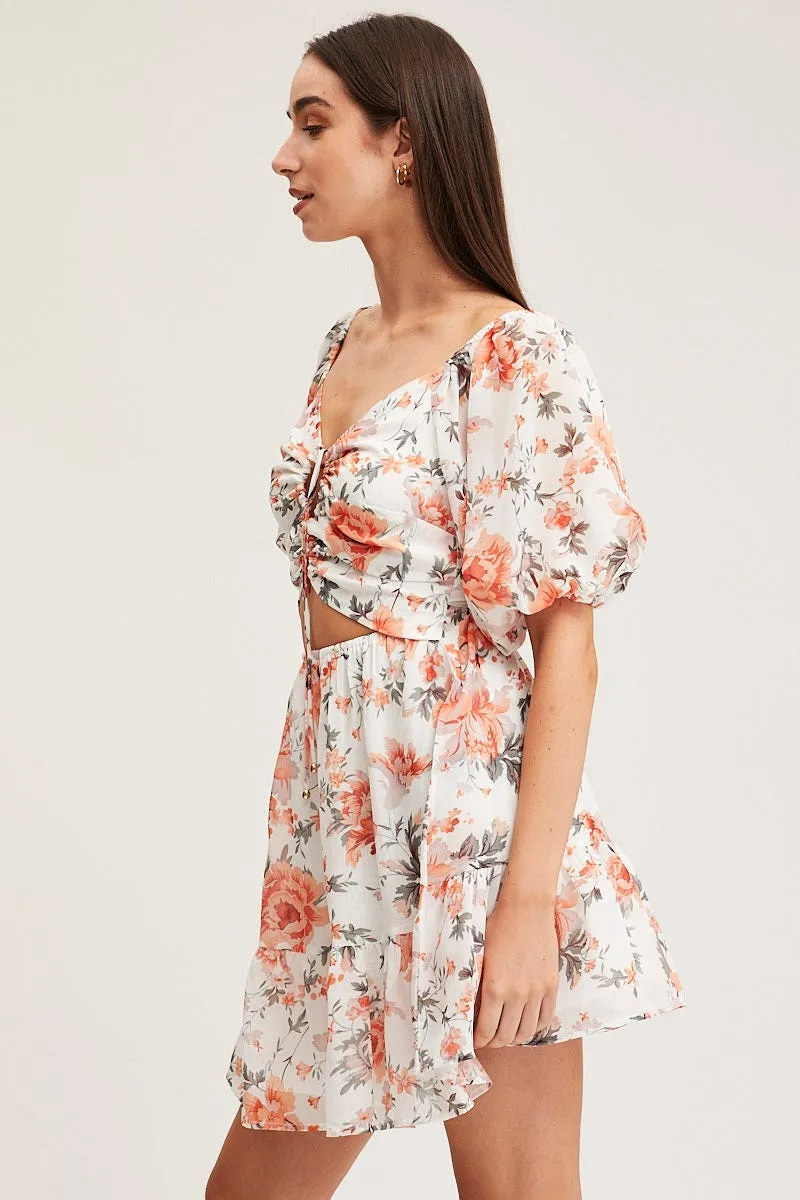 Print Mini Dress Short Sleeve Hot Star