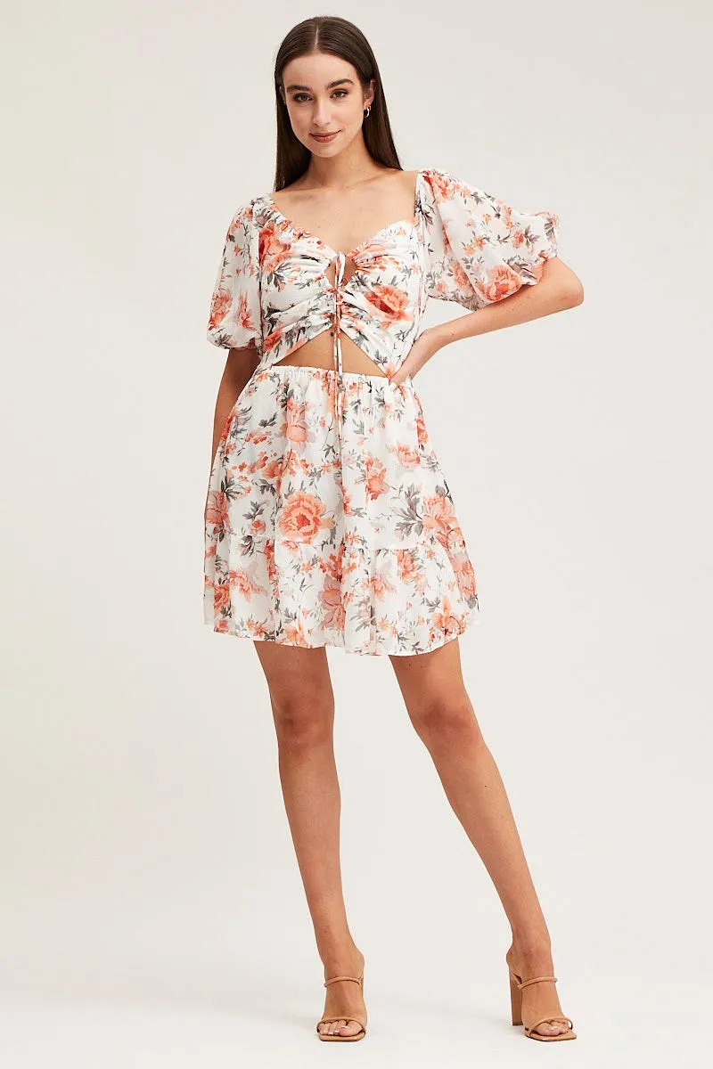 Print Mini Dress Short Sleeve Fashionable date night outfit