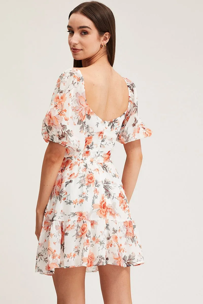 Print Mini Dress Short Sleeve Fashion Essential Flattering bodycon mini