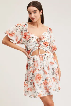 Comfortable Shorts Opaque Tone Print Mini Dress Short Sleeve