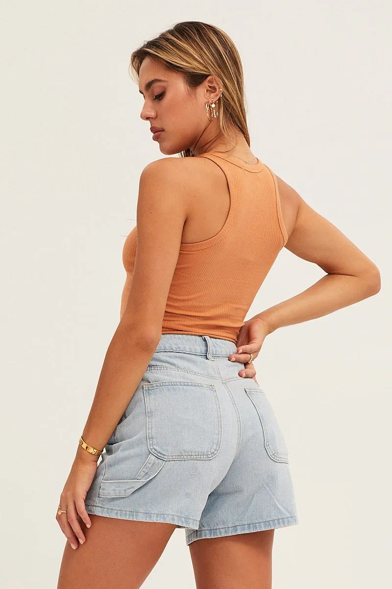 ButterySoftTexture Beige Graphic Tank Embroidered Rib