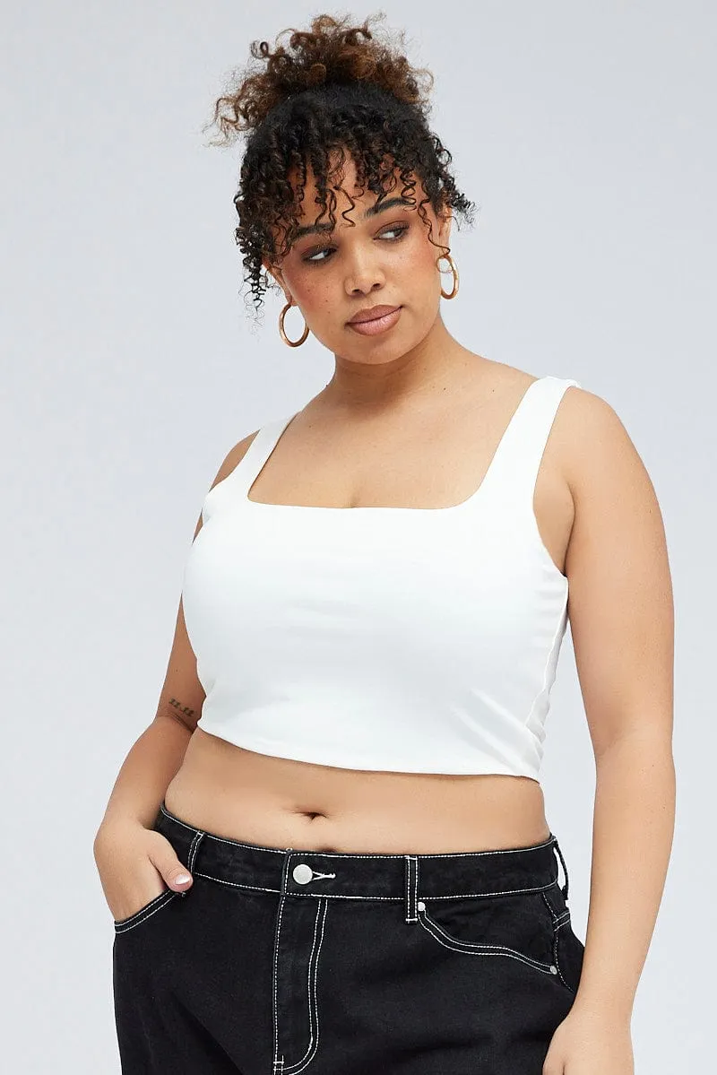 Game Core White Tank Top Square Neck