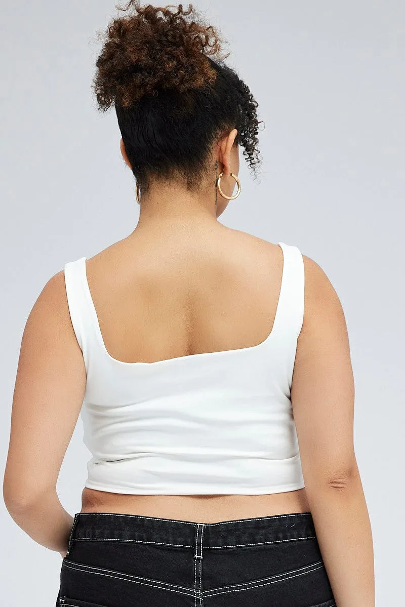 White Tank Top Square Neck Silent Mood Flash Look