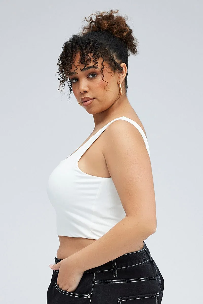 Comfortable clothing White Tank Top Square Neck