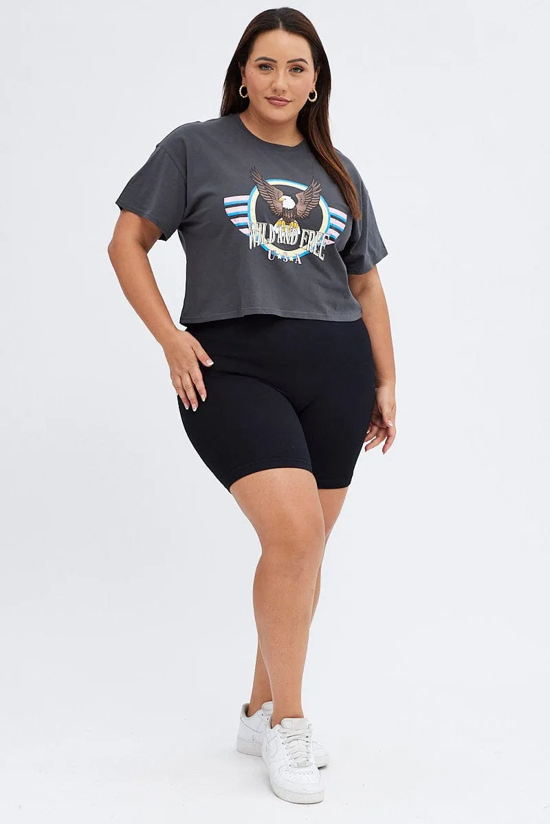 Floral freshness Thermal regulation Grey Graphic T-shirt Wild And Free Cotton Jersey Crop