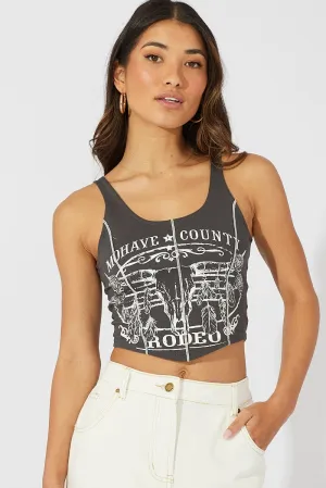 Grey Graphic Tank Top Peace Core TearResistant