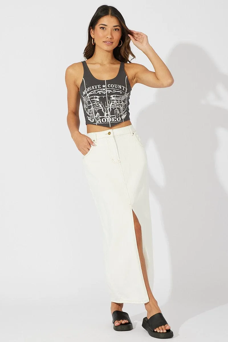 wrinkle free QuickDry Material Grey Graphic Tank Top