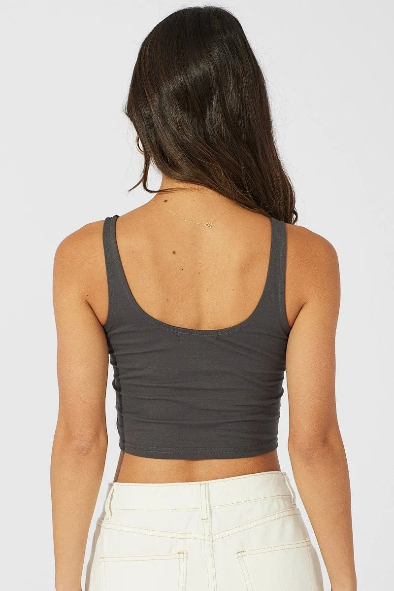 Cozy Style Grey Graphic Tank Top