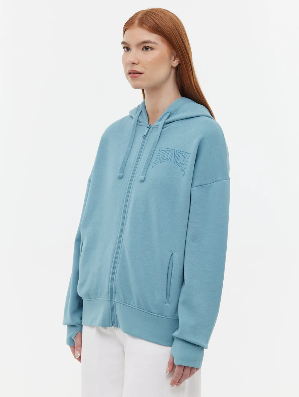 Zira Athletic Logo Zip-Up Hoodie Durable Reinforcements