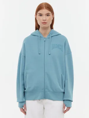 Zira Athletic Logo Zip-Up Hoodie StaticResistant AntiPillFinish