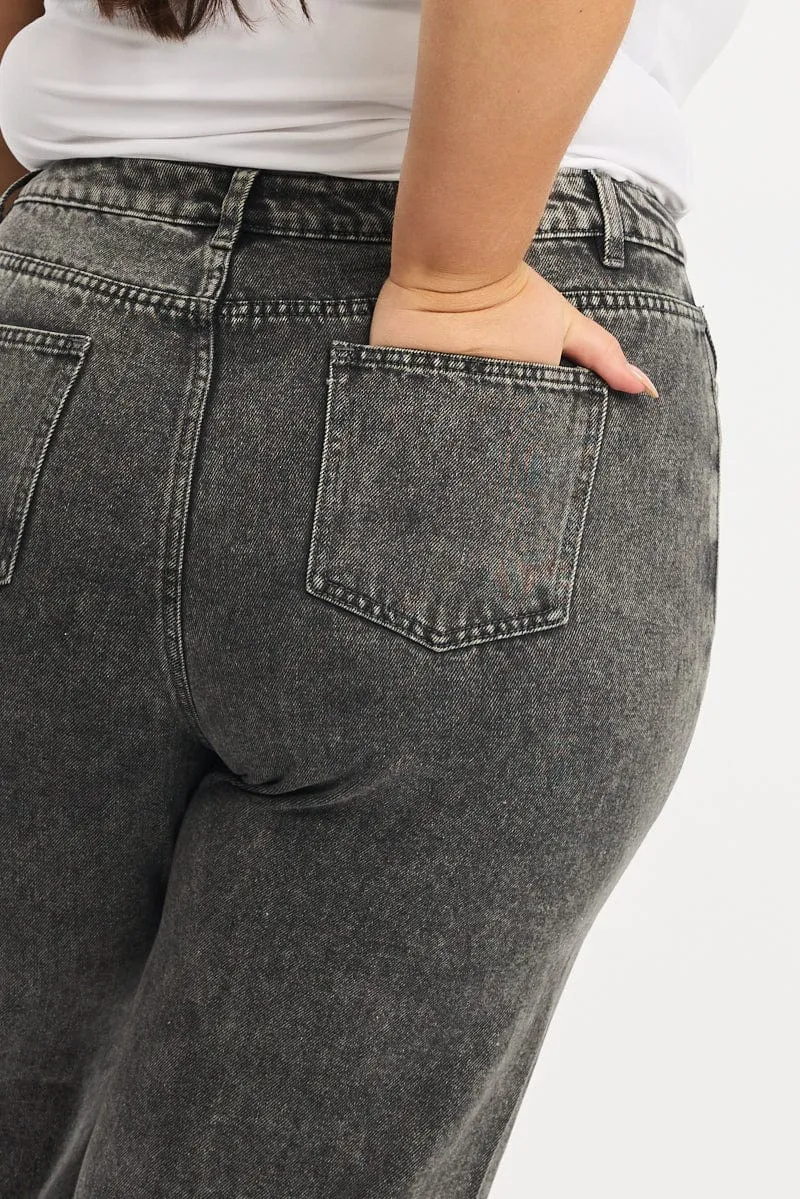Stylish Vibrant Stay Stylish Grey Baggy Jeans High Rise