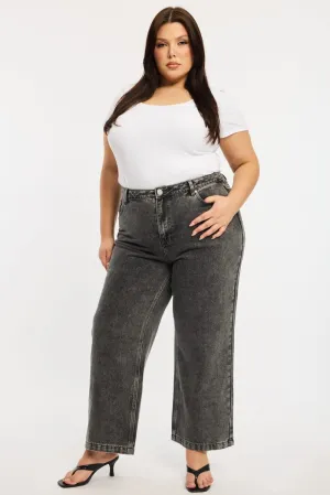 Grey Baggy Jeans High Rise Unisex Friendly Base Comfort