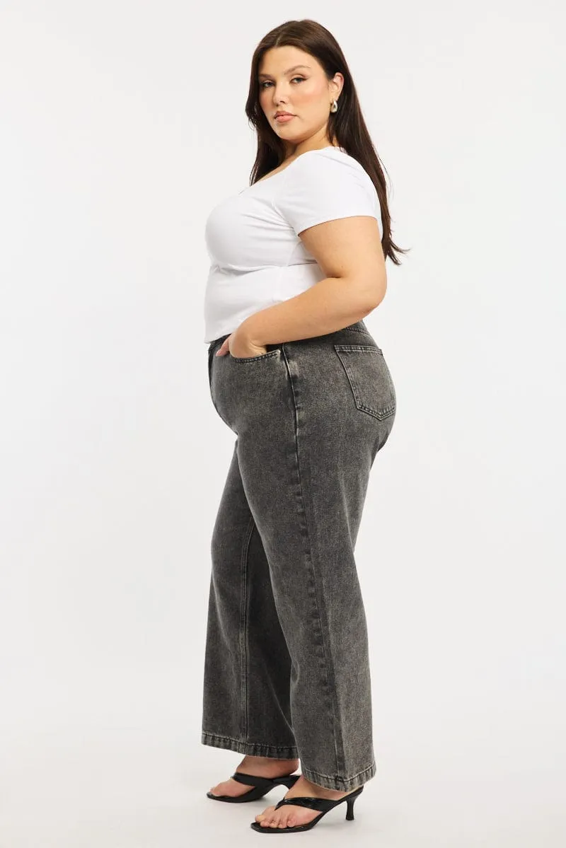 Cool And Simple Music Event Smooth Casual Grey Baggy Jeans High Rise