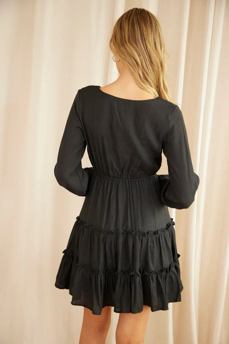 MoistureManagementSystem StaticFree Lining Black Skater Dress Long Sleeve