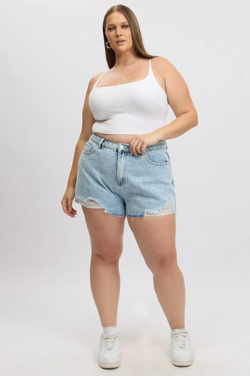 Windproof Outer Layer Denim Relaxed Shorts High Rise