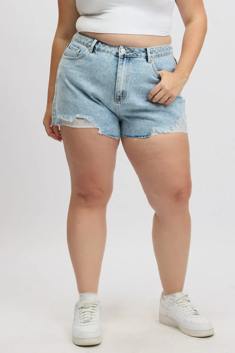 EasyAdjustment Day Glow Denim Relaxed Shorts High Rise