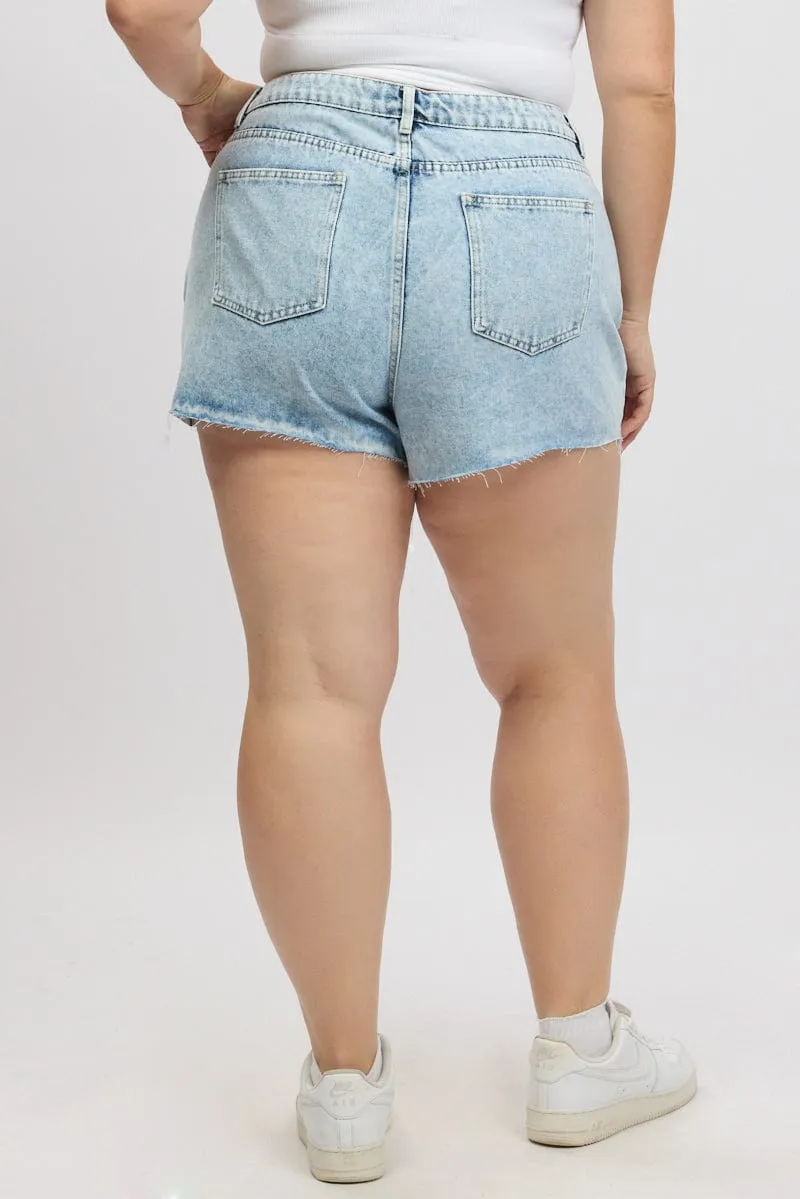 Denim Relaxed Shorts High Rise Student Cool