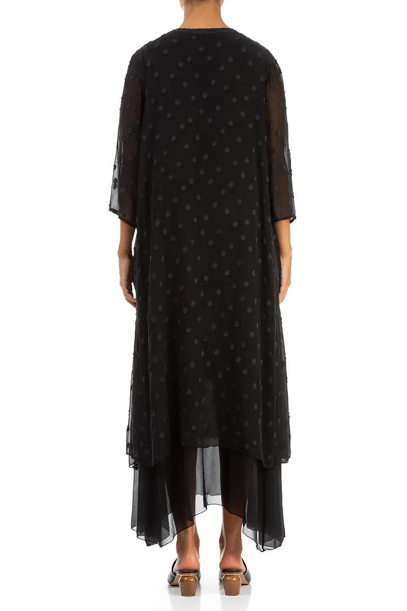 Layered Dotty Black Silk Dress Clean Fit Digital Glow