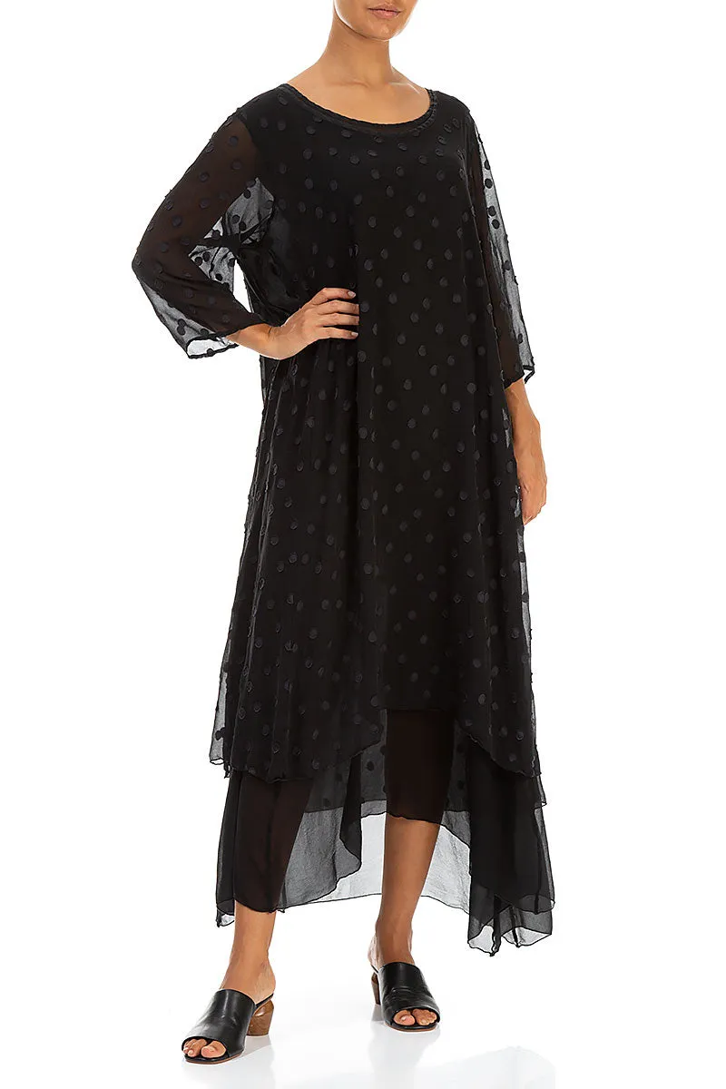 Layered Dotty Black Silk Dress CompactPackability