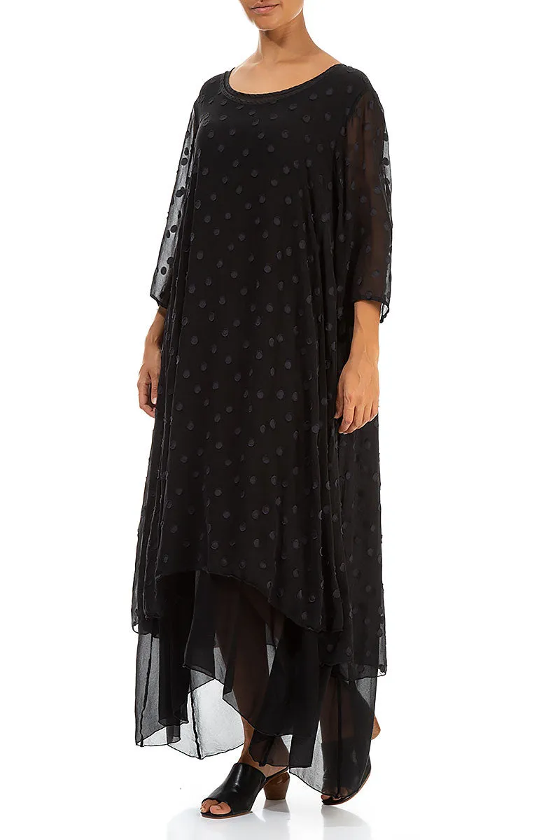 Layered Dotty Black Silk Dress ConvertibleStyle