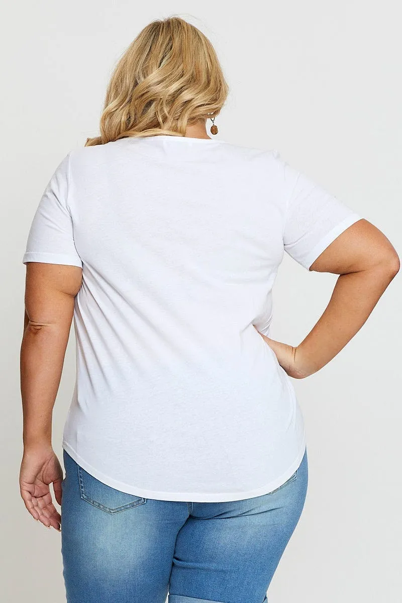Breathable Style White Cut-out T-Shirt Crew Neck Short Sleeve