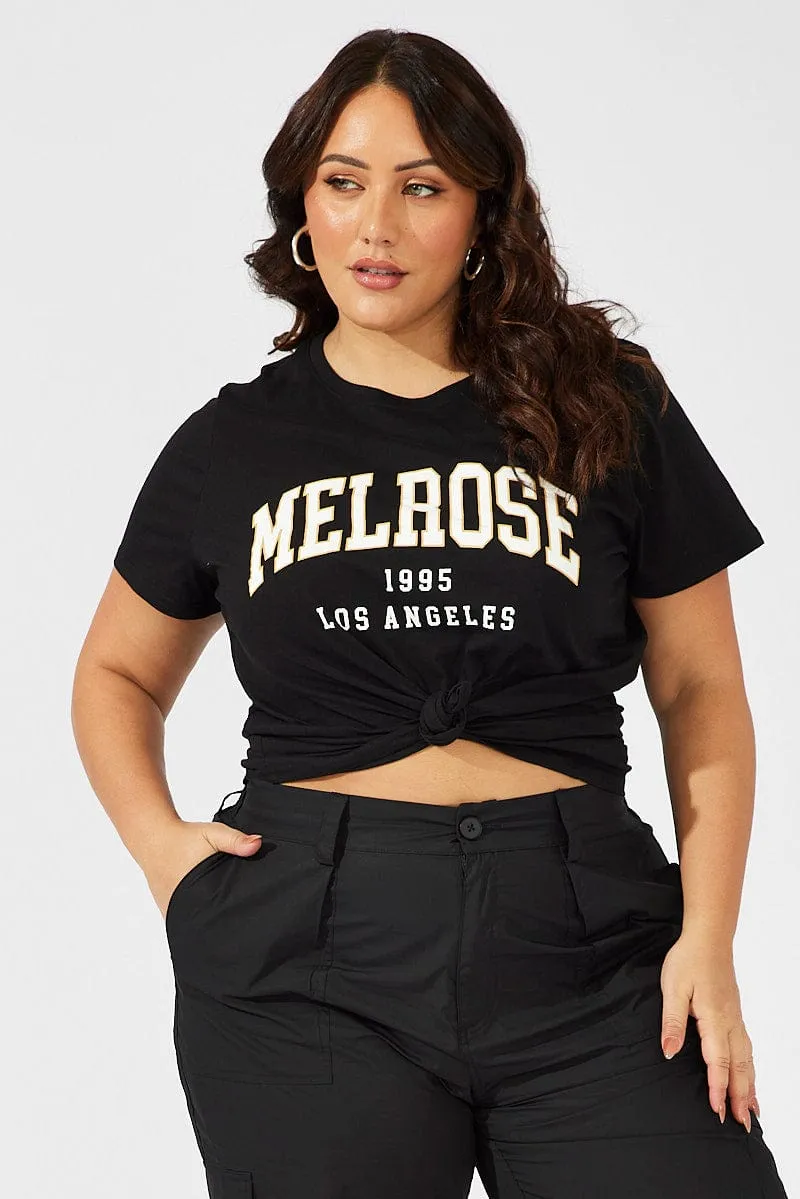 Black Graphic T-shirt Short Sleeve Crew Neck Casual Style Wear Casual Comfort Look