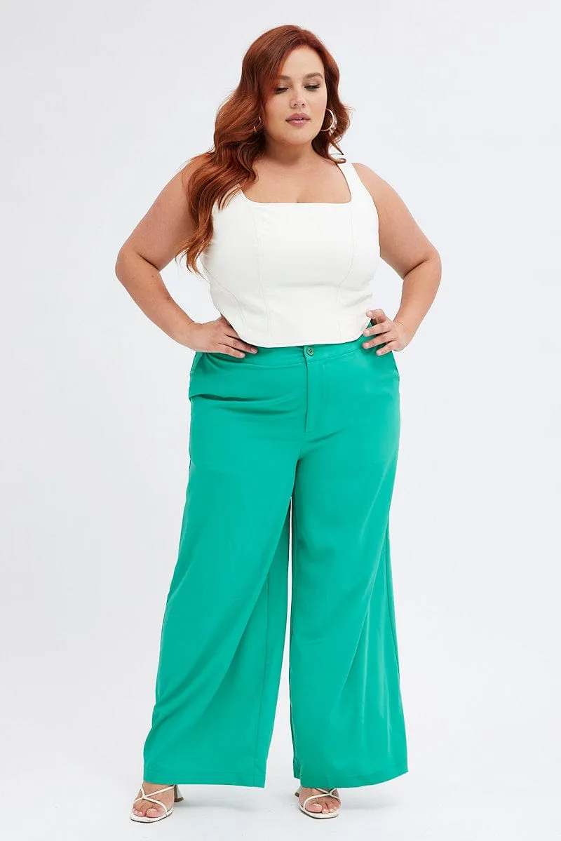 TemperatureRegulation Thermal Regulating Green Wide Leg Pants Suiting High Waist