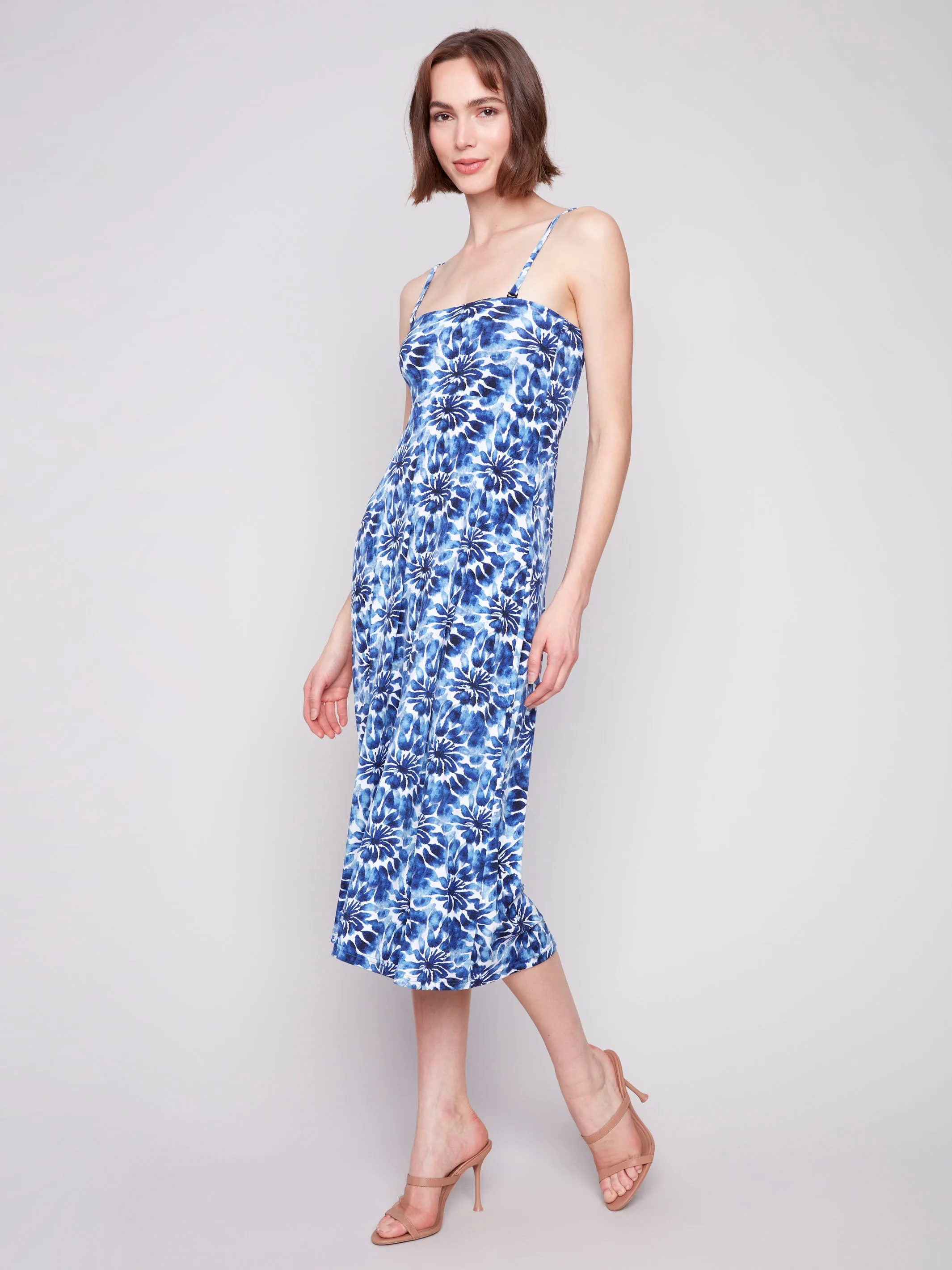 Relaxed Jeans Flexible Waistband Printed Convertible Skirt & Dress with Removable Straps - Lily