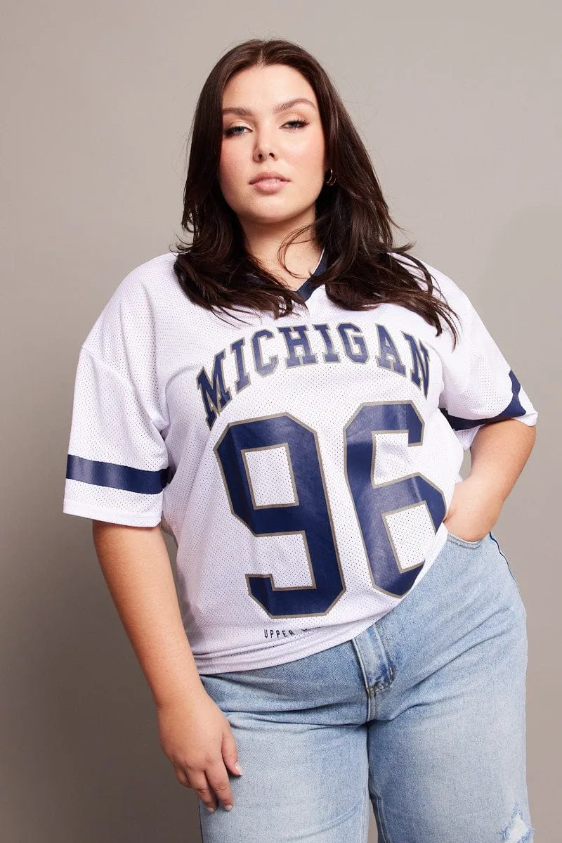 Trendy Vibes Wear White Graphic T-shirt Short Sleeve V-Neck Oversized