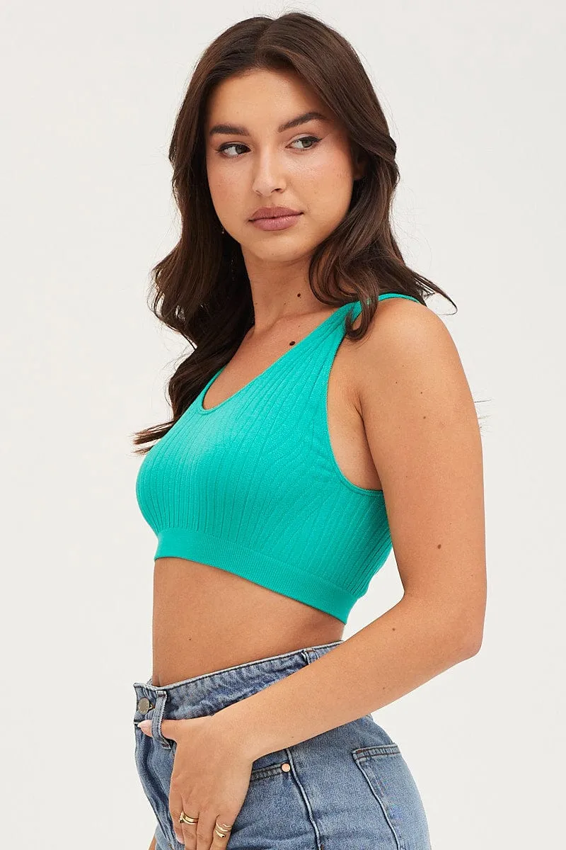 Classic Design Recycled materials Green Tank Top Sleeveless Seamless
